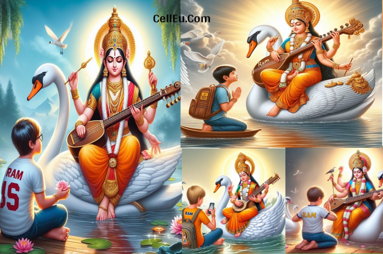 Read more about the article Basant Panchami Saraswati Puja ai photo editing . Basant Panchami Saraswati Puja 3D ai images prompt . saraswati maa photo with name ai images prompt