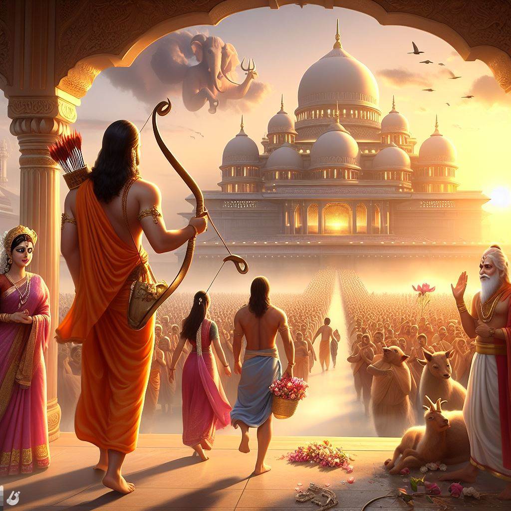 Ayodha Shri Ram Mandir inauguration 3D Ai image generation Prompt
