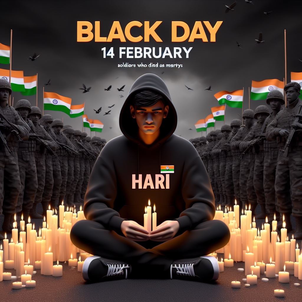 India Black Day Ai Photo (images) Editing prompt 14 Feb . black Day Trending 3D Ai image prompt