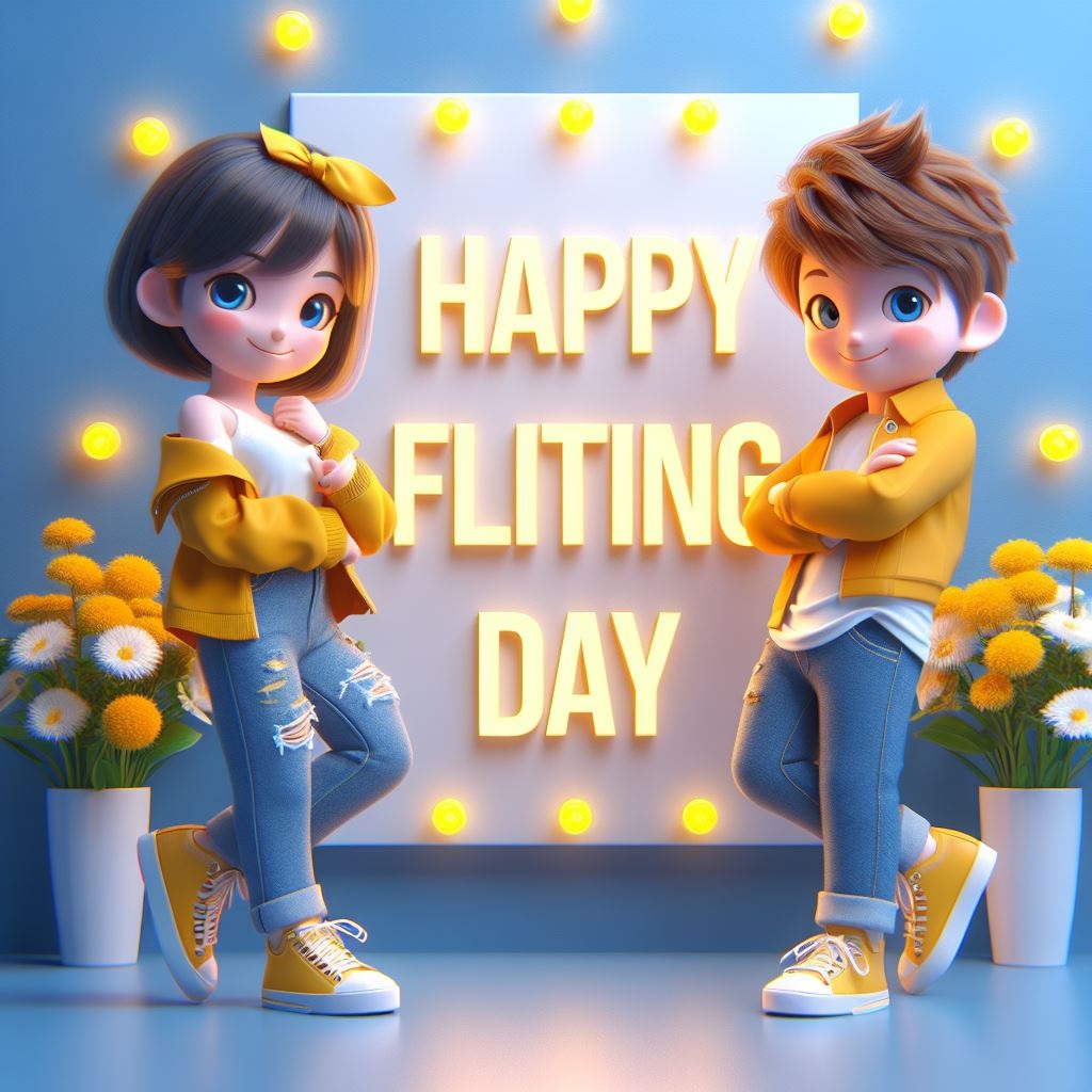 Happy flirting day 3D Ai Photo (images) Editing prompt 2024. Happy flirting day Ai images, pic, photo, wallpaper, dp