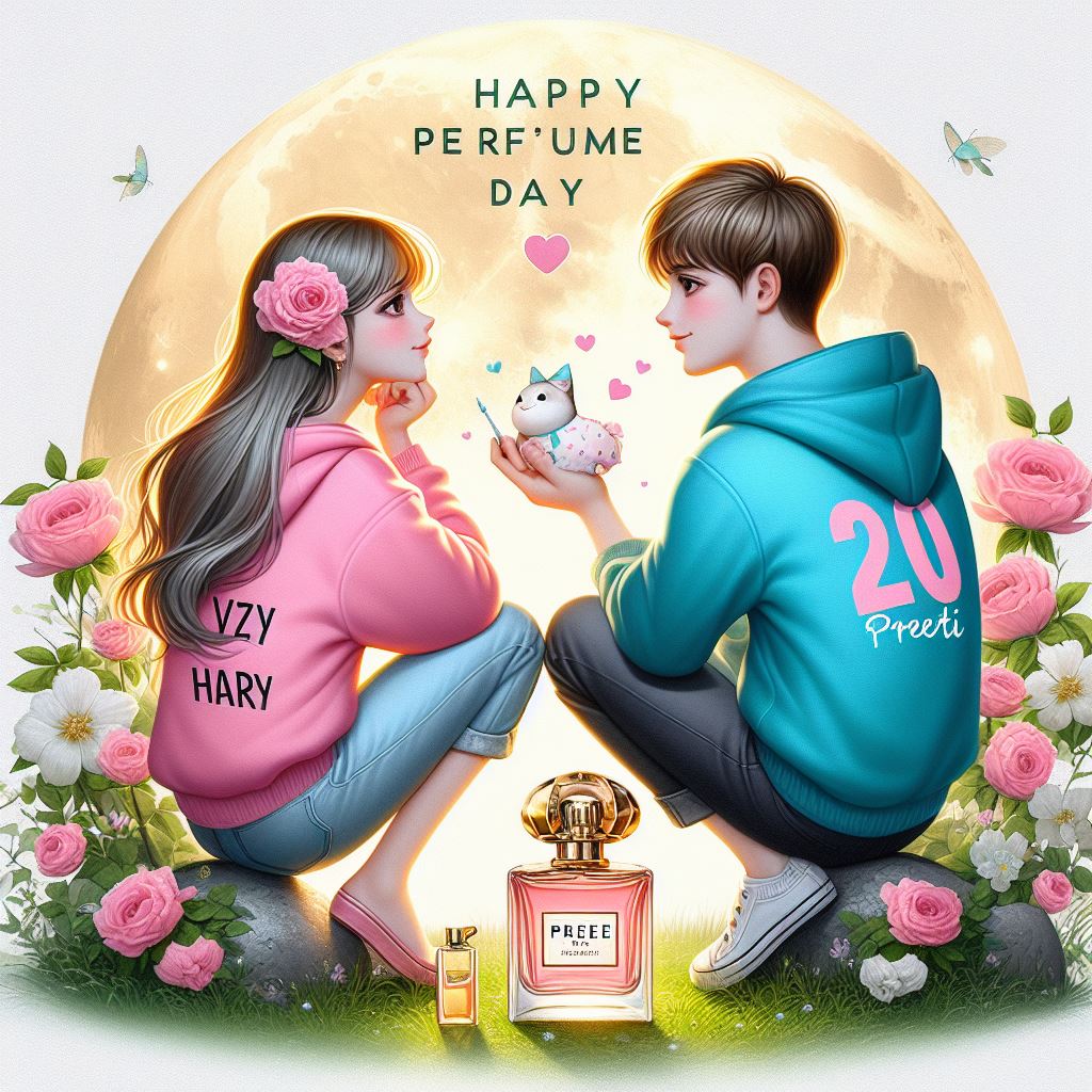 Happy perfume day Ai Photo (images) Editing prompt 2024 . Happy perfume day Trending 3D Ai image prompt 2024. Create 3D Happy perfume day Images with Bing Ai 2024