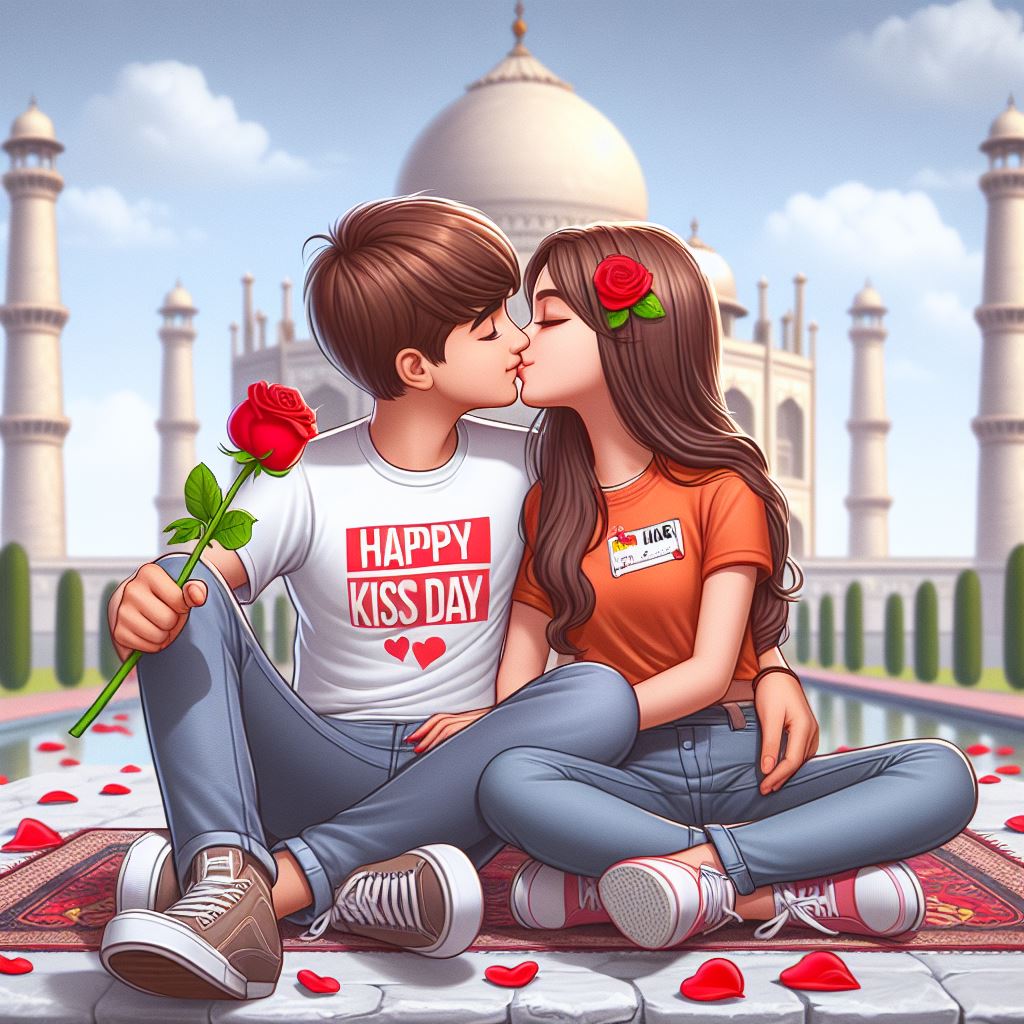 Happy Kiss Day ai images prompt 2024 . Happy Kiss day ai 3d photo editing 2024