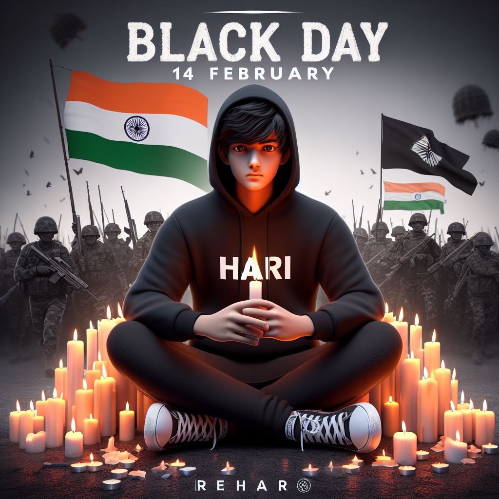 India Black Day Ai Photo (images) Editing prompt 14 Feb . black Day Trending 3D Ai image prompt