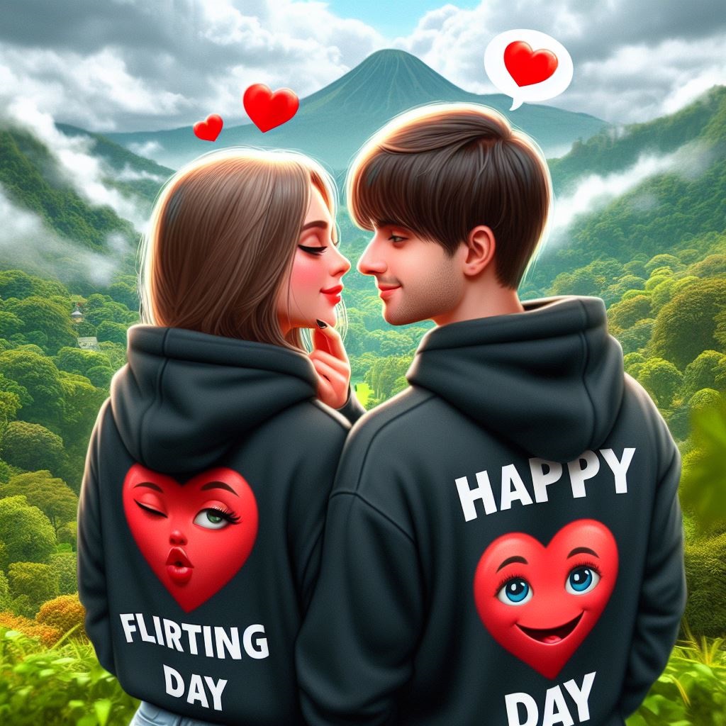 Happy flirting day 3D Ai Photo (images) Editing prompt 2024. Happy flirting day Ai images, pic, photo, wallpaper, dp