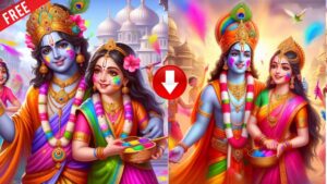 Read more about the article Shri Krishna and radha braj me holi khailte hue ai photo editing prompt . Shri Krishna ai images download free