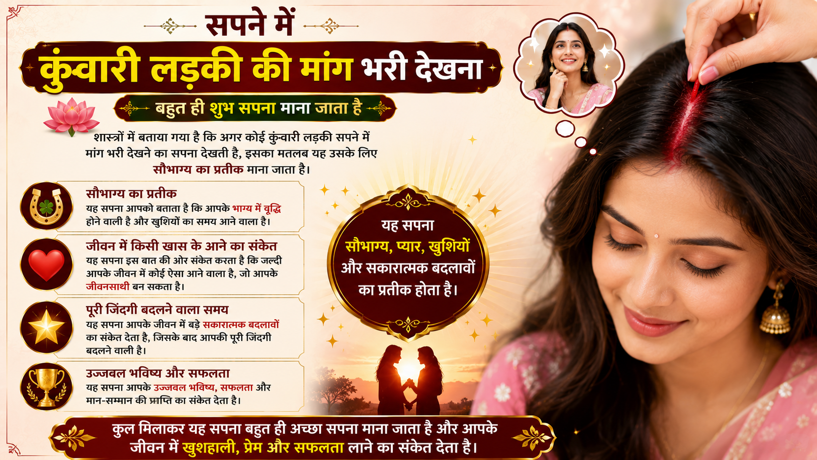 Read more about the article सपने में अपनी मांग भरी देखना sapne mein apni mang Bhari dekhna